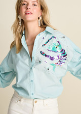 POM Aqua Blue Blouse | SP7732