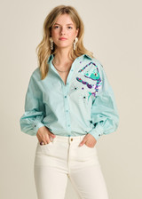 POM Aqua Blue Blouse | SP7732