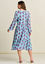 POM Georgie Flower Aqua Dress | SP7754