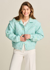 POM Quilted Aqua Blue Jacket | SP7785 POM Quilted Aqua Blue Jacket | SP7785