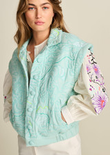 POM Quilted Aqua Blue Jacket | SP7785 POM Quilted Aqua Blue Jacket | SP7785