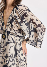 LAUREN VIDAL Licia Long V-Neck Dress Black/Ecru | LICIA LAUREN VIDAL Licia Long V-Neck Dress Black/Ecru | LICIA