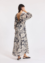 LAUREN VIDAL Licia Long V-Neck Dress Black/Ecru | LICIA LAUREN VIDAL Licia Long V-Neck Dress Black/Ecru | LICIA