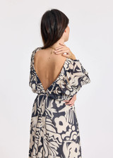 LAUREN VIDAL Licia Long V-Neck Dress Black/Ecru | LICIA LAUREN VIDAL Licia Long V-Neck Dress Black/Ecru | LICIA