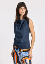 LAUREN VIDAL Lior Navy Poplin Draped Top | LIOR LAUREN VIDAL Lior Navy Poplin Draped Top | LIOR