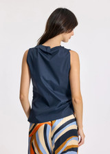 LAUREN VIDAL Lior Navy Poplin Draped Top | LIOR LAUREN VIDAL Lior Navy Poplin Draped Top | LIOR