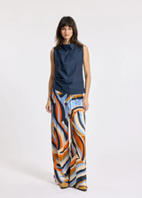 LAUREN VIDAL Lior Navy Poplin Draped Top | LIOR LAUREN VIDAL Lior Navy Poplin Draped Top | LIOR