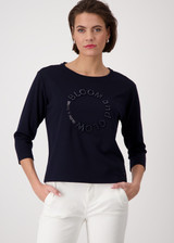MONARI Blue Shirt With 3D Emblem | 409104 MONARI Blue Shirt With 3D Emblem | 409104