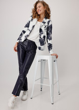 MONARI Blue Blazer With Floral Print | 409359 MONARI Blue Blazer With Floral Print | 409359