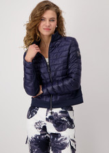 MONARI Blue Quilted Jacket With Neoprene | 409367 MONARI Blue Quilted Jacket With Neoprene | 409367