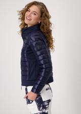 MONARI Blue Quilted Jacket With Neoprene | 409367 MONARI Blue Quilted Jacket With Neoprene | 409367