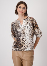 MONARI Beige Sweatshirt With Leopard Pattern | 409421 MONARI Beige Sweatshirt With Leopard Pattern | 409421