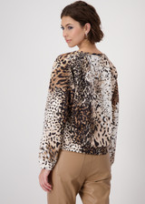 MONARI Beige Sweatshirt With Leopard Pattern | 409421 MONARI Beige Sweatshirt With Leopard Pattern | 409421