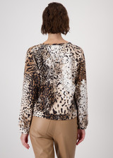 MONARI Beige Sweatshirt With Leopard Pattern | 409421 MONARI Beige Sweatshirt With Leopard Pattern | 409421