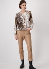 MONARI Beige Sweatshirt With Leopard Pattern | 409421 MONARI Beige Sweatshirt With Leopard Pattern | 409421