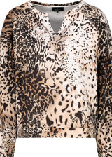 MONARI Beige Sweatshirt With Leopard Pattern | 409421 MONARI Beige Sweatshirt With Leopard Pattern | 409421