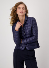 MONARI Blue Quilted Jacket With Neoprene | 409035 MONARI Blue Quilted Jacket With Neoprene | 409035