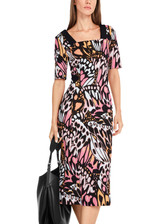 MARC CAIN COLLECTIONS Bright Candy Pink Fitted Dress In Scuba Jersey | YC 21.13 J07 MARC CAIN COLLECTIONS Bright Candy Pink Fitted Dress In Scuba Jersey | YC 21.13 J07