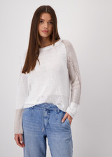 MONARI White Colour Block Knitted Jumper | 409302 MONARI White Colour Block Knitted Jumper | 409302