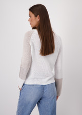 MONARI White Colour Block Knitted Jumper | 409302 MONARI White Colour Block Knitted Jumper | 409302