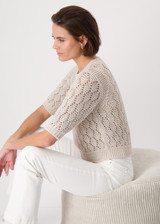 MONARI Beige Knitted Jumper With Lurex | 409480 MONARI Beige Knitted Jumper With Lurex | 409480