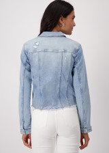 MONARI Blue Denim Jacket With Rhinestone Gradient | 409385 MONARI Blue Denim Jacket With Rhinestone Gradient | 409385