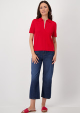 MONARI Red Polo Shirt With Zip | 410009 MONARI Red Polo Shirt With Zip | 410009