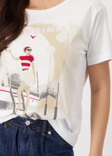 MONARI White T-Shirt With Sailing Boat Drawing | 409727 MONARI White T-Shirt With Sailing Boat Drawing | 409727