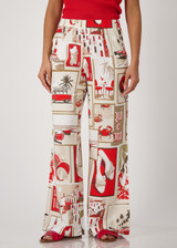 MONARI Red Trousers With Polaroid Print | 409744 MONARI Red Trousers With Polaroid Print | 409744