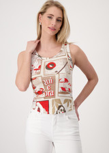 MONARI Red Top With Polaroid Print | 409749 MONARI Red Top With Polaroid Print | 409749