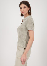 MONARI Green Ajour Polo Shirt With Rhinestones | 409971 MONARI Green Ajour Polo Shirt With Rhinestones | 409971