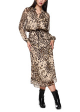 MARC CAIN COLLECTIONS Soft Cappuccino Maxi Dress With Leopard Print | ZC 21.08 W27