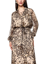 MARC CAIN COLLECTIONS Soft Cappuccino Maxi Dress With Leopard Print | ZC 21.08 W27