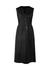 MARC CAIN COLLECTIONS Black Leather Maxi Dress With V-Neck | ZC 21.12 L04