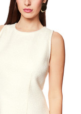 MARC CAIN GLAM Off-White Sleeveless Bouclé Shift Dress | ZG 21.05 W08