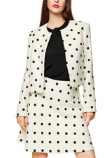 MARC CAIN GLAM White And Black Couture-Style Jacket With Polka Dots | ZG 31.02 W08