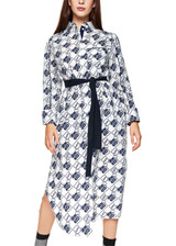 MARC CAIN SPORTS Off-White Printed Midi Dress | ZS 21.04 W82