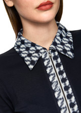 MARC CAIN SPORTS Navy Jersey Jacket With Cube Print Details | ZS 31.09 J55