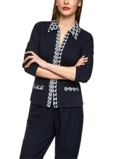 MARC CAIN SPORTS Navy Jersey Jacket With Cube Print Details | ZS 31.09 J55
