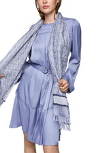 MARC CAIN COLLECTIONS Bluish Violet Airy Scarf With Ornamental Design | ZC B4.18 Z05