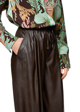MARC CAIN COLLECTIONS Dark Wood Winnipeg Faux Leather Trousers | ZC 81.21 J20