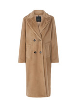 MARC CAIN COLLECTIONS Warm Sand Fluffy Coat With Collar | ZC 11.04 W42