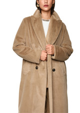 MARC CAIN COLLECTIONS Warm Sand Fluffy Coat With Collar | ZC 11.04 W42