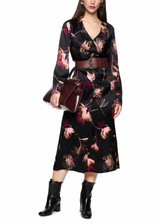MARC CAIN COLLECTIONS Black Silk Dress With Floral Print | ZC 21.10 W28