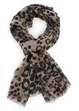 MARC CAIN COLLECTIONS Soft Cappuccino Leopard Print Scarf With Cashmere | ZC B4.15 Z17