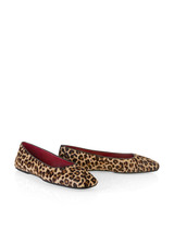 MARC CAIN COLLECTIONS Soft Cappuccino Leo Print Ballerina Flats With Pony Fur | ZC SF.04 L18