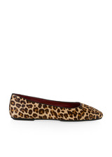 MARC CAIN COLLECTIONS Soft Cappuccino Leo Print Ballerina Flats With Pony Fur | ZC SF.04 L18