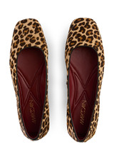 MARC CAIN COLLECTIONS Soft Cappuccino Leo Print Ballerina Flats With Pony Fur | ZC SF.04 L18