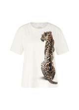 MARC CAIN COLLECTIONS Off-White Leopard Print T-Shirt | ZC 48.02 J59