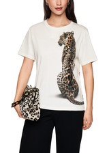MARC CAIN COLLECTIONS Off-White Leopard Print T-Shirt | ZC 48.02 J59